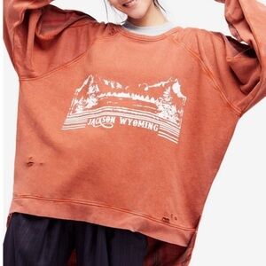 Free People Jackson Wyoming Oversized Distressed Sweatshirt S